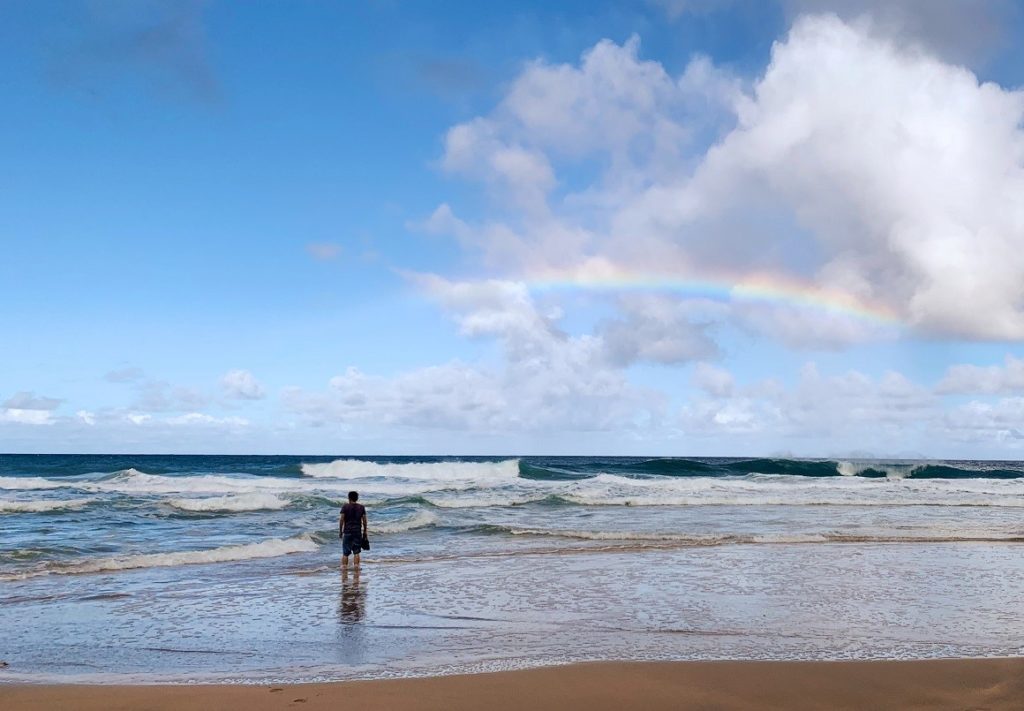 Rainbow above beach